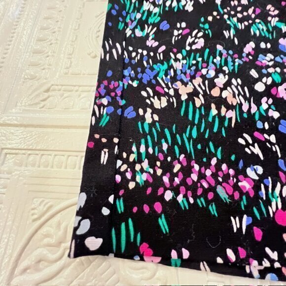 Talbots Mini Skirt 2P Black Green Purple Cotton Stretch Pencil Straight Zip EUC - Picture 2 of 8